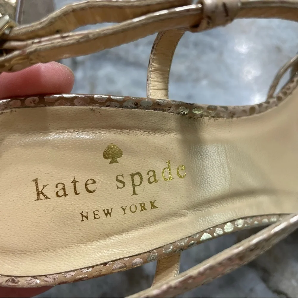 Kate Spade Gold Snakeskin Heel Sandals Women’s 7.5 B
